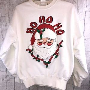 GET For Wankun Development Santa Claus Face White Vintage Sweatshirt Size Medium